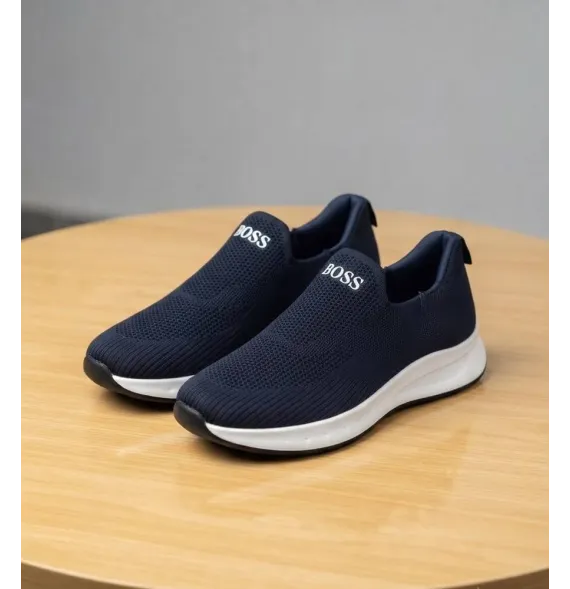 Zapatillas Slip-On Azules sin Cordones con Tejido Transpirable