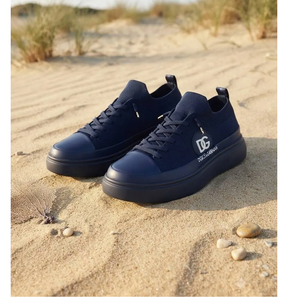 Zapatillas Deportivas Negras de Alta Gama con Logotipo D&G y Suela Gruesa