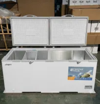 Congelador Horizontal Doble Puerta Lengyix Blanco con Adhesivo de Oso Polar y Cestas Interiores