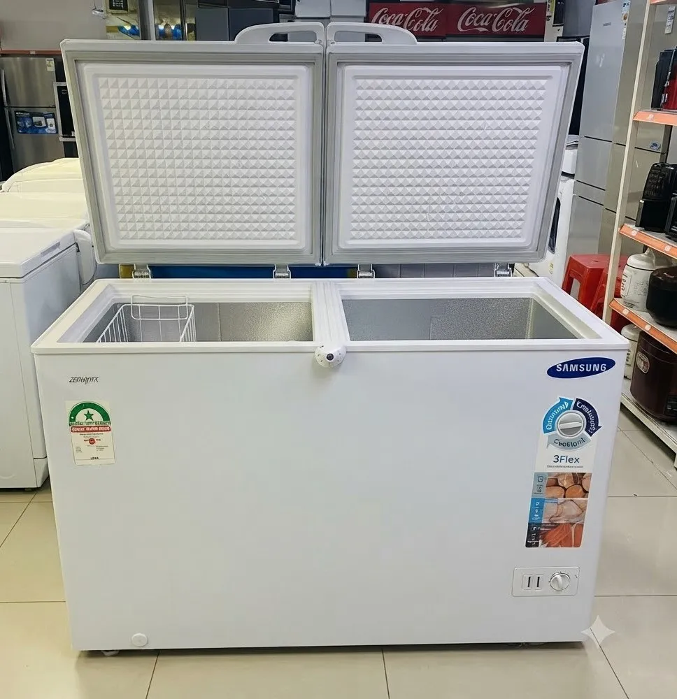 Congelador Horizontal Doble Puerta Samsung Blanco con Cestas Interiores y Control de Temperatura