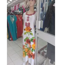 Vestido Largo Blanco Estampado Floral - Túnica Casual de Manga Corta