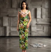 Vestido Largo Estampado Multicolor con Tirantes y Detalles Rosas - Túnica Casual de Verano