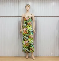 Vestido Largo Estampado Multicolor con Tirantes y Detalles Rosas - Túnica Casual de Verano