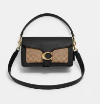 Bolso Bandolera Tabby con Monograma y Solapa de Piel Negra