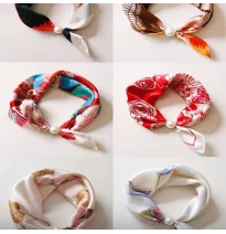 Pañuelos de seda para cuello con perla (6 diseños A)
