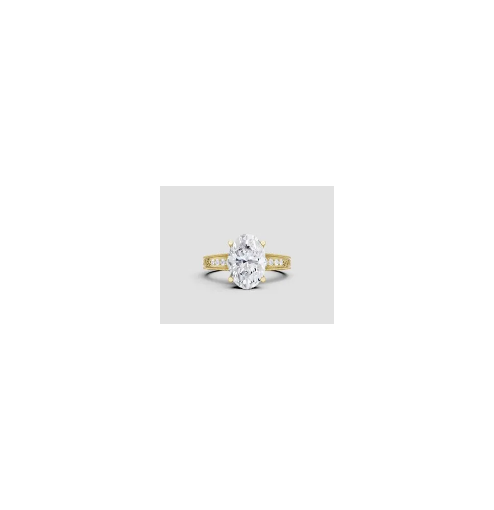 Anillo de compromiso ovalado vintage con diamante