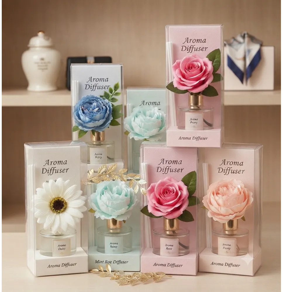 Set de Difusor de Aromas Premium con Flor Decorativa Artesanal