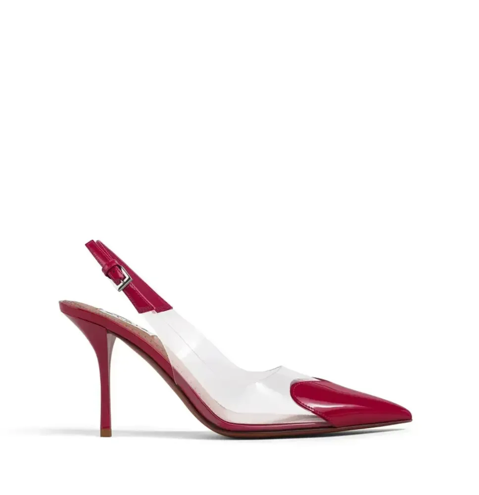 Alaïa Clear PVC Heart Toe Slingback Stiletto High Heels – Zapatos de Tacón Alto Transparentes con Punta en Forma de Corazón y Co