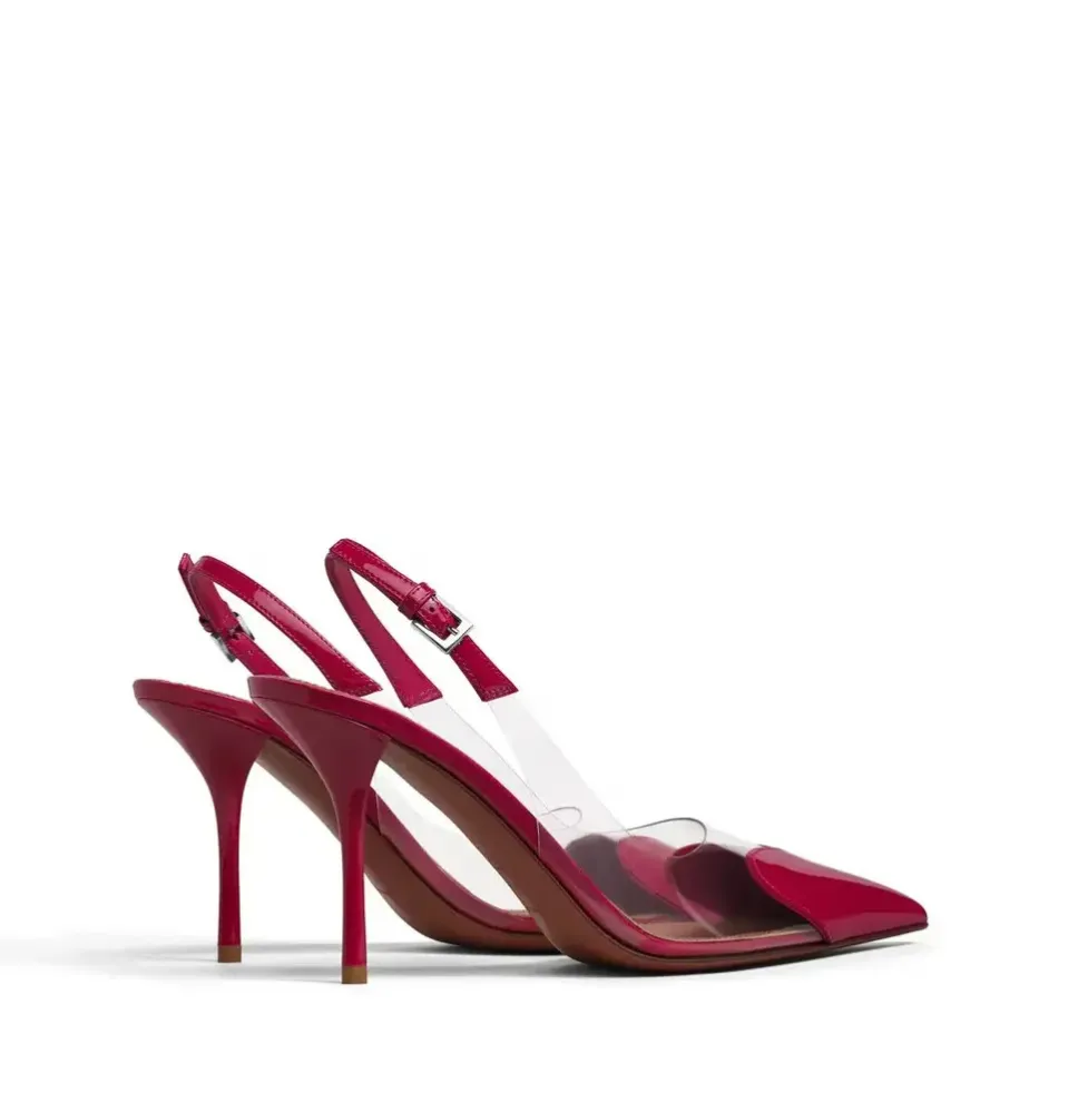 Alaïa Clear PVC Heart Toe Slingback Stiletto High Heels – Zapatos de Tacón Alto Transparentes con Punta en Forma de Corazón y Co