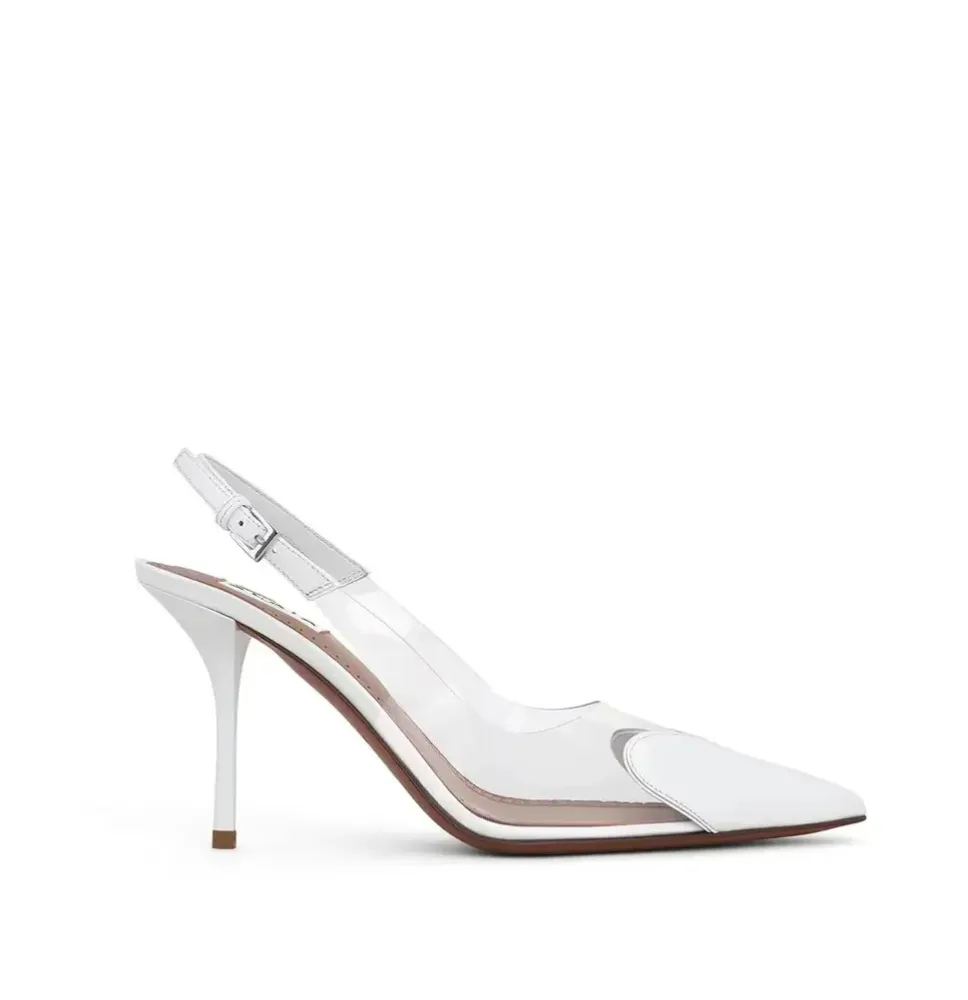 Alaïa Clear PVC Heart Toe Slingback Stiletto High Heels – Zapatos de Tacón Alto Transparentes con Punta en Forma de Corazón y Co