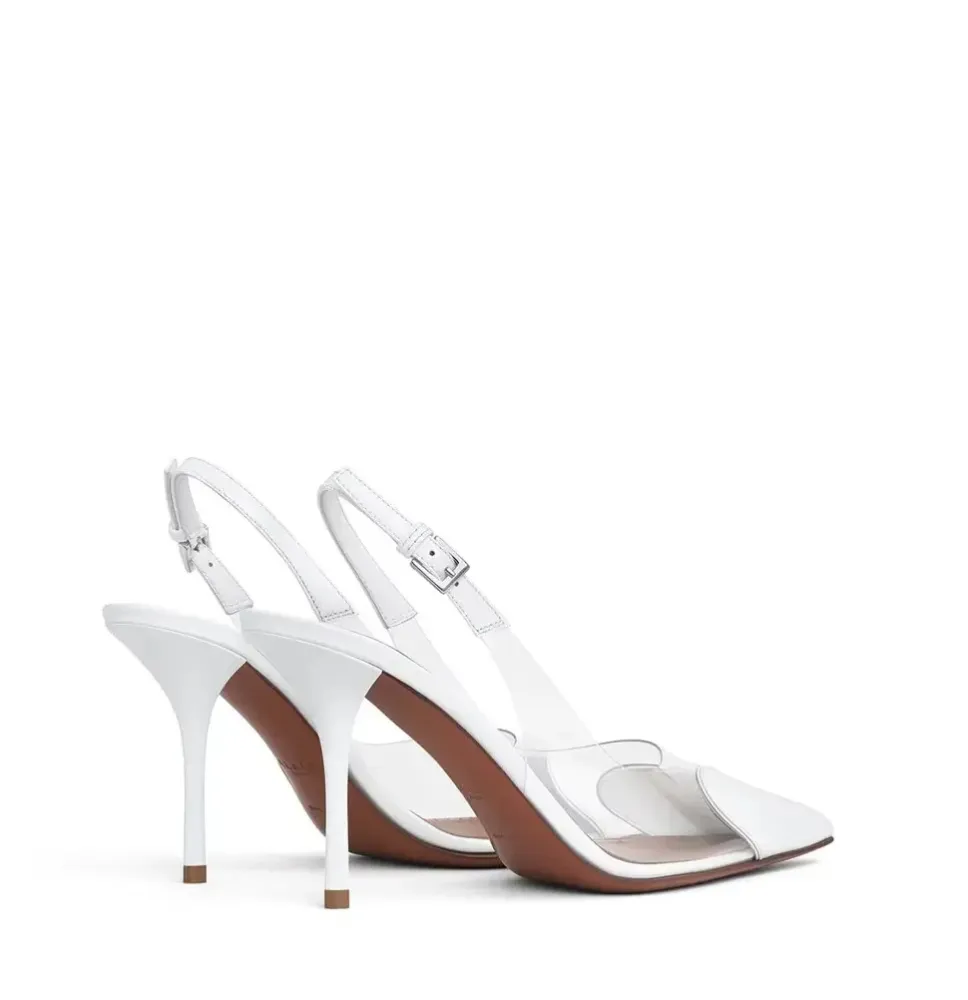 Alaïa Clear PVC Heart Toe Slingback Stiletto High Heels – Zapatos de Tacón Alto Transparentes con Punta en Forma de Corazón y Co