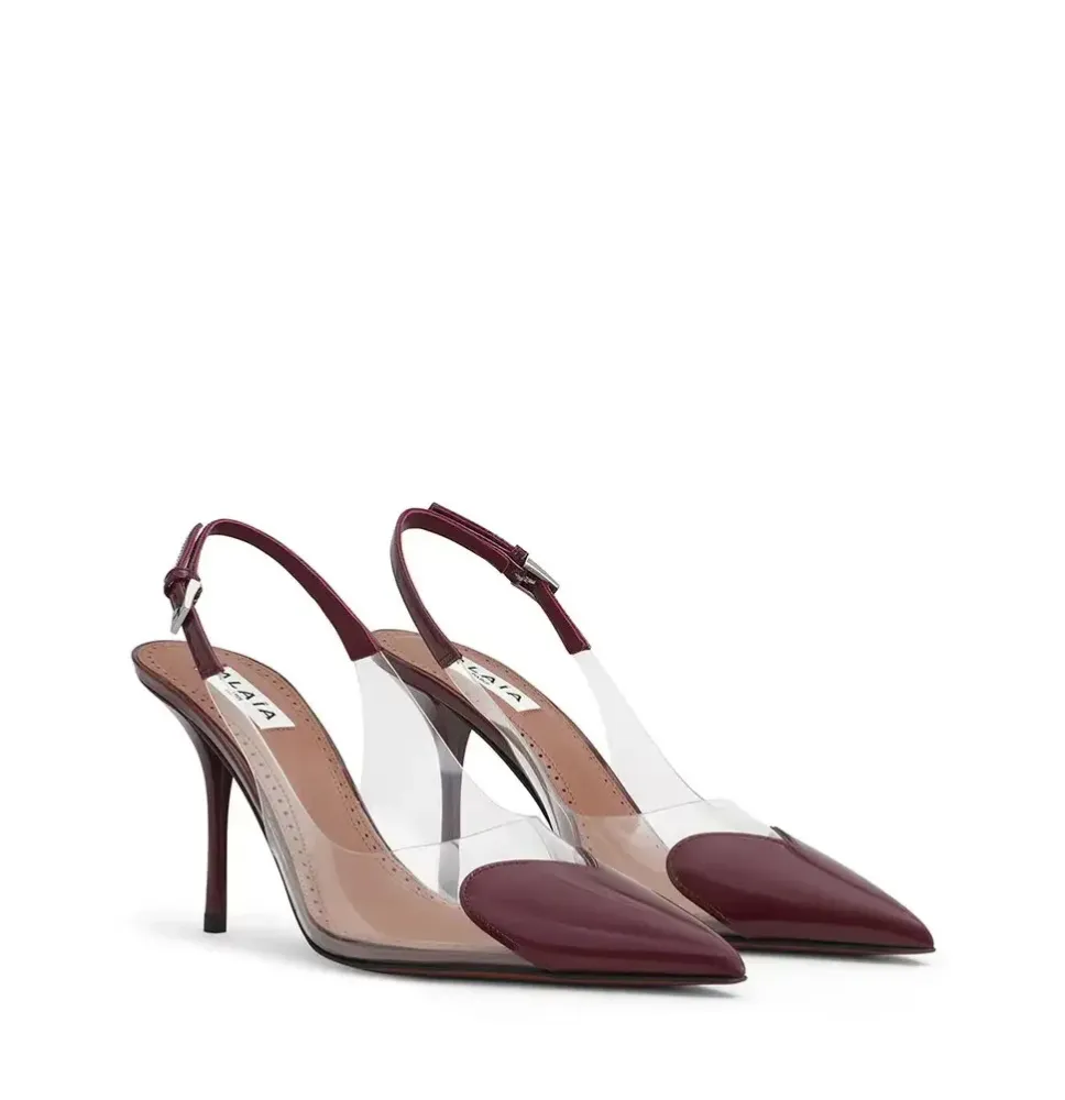 Alaïa Clear PVC Heart Toe Slingback Stiletto High Heels – Zapatos de Tacón Alto Transparentes con Punta en Forma de Corazón y Co
