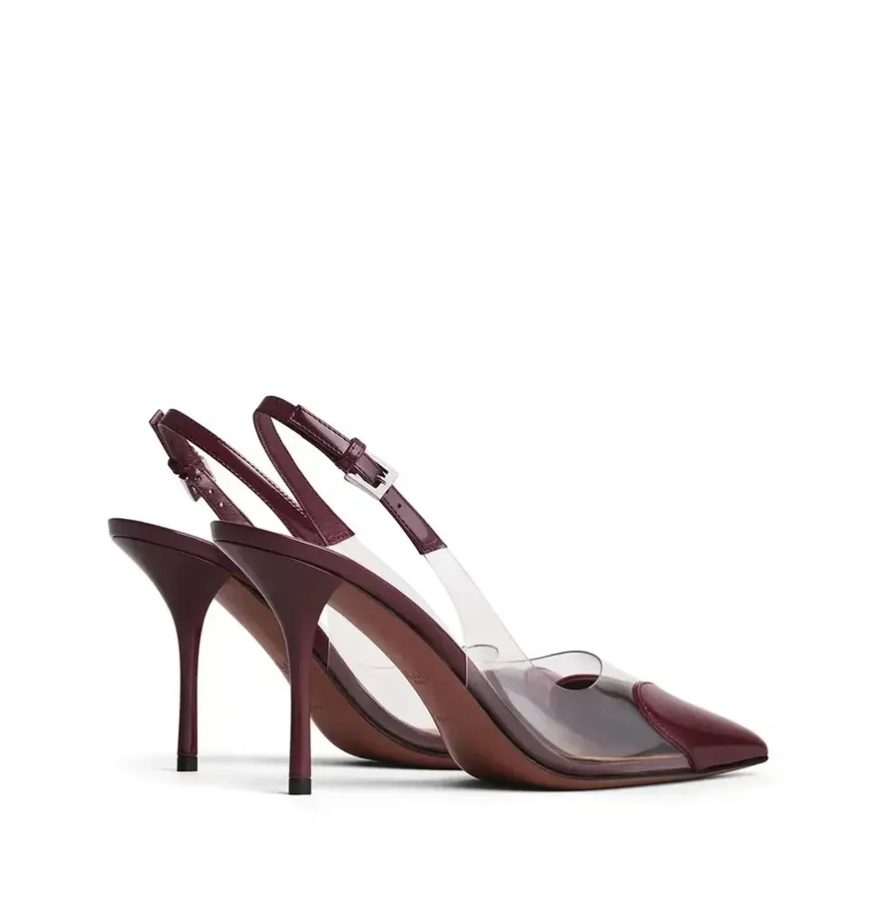 Alaïa Clear PVC Heart Toe Slingback Stiletto High Heels – Zapatos de Tacón Alto Transparentes con Punta en Forma de Corazón y Co