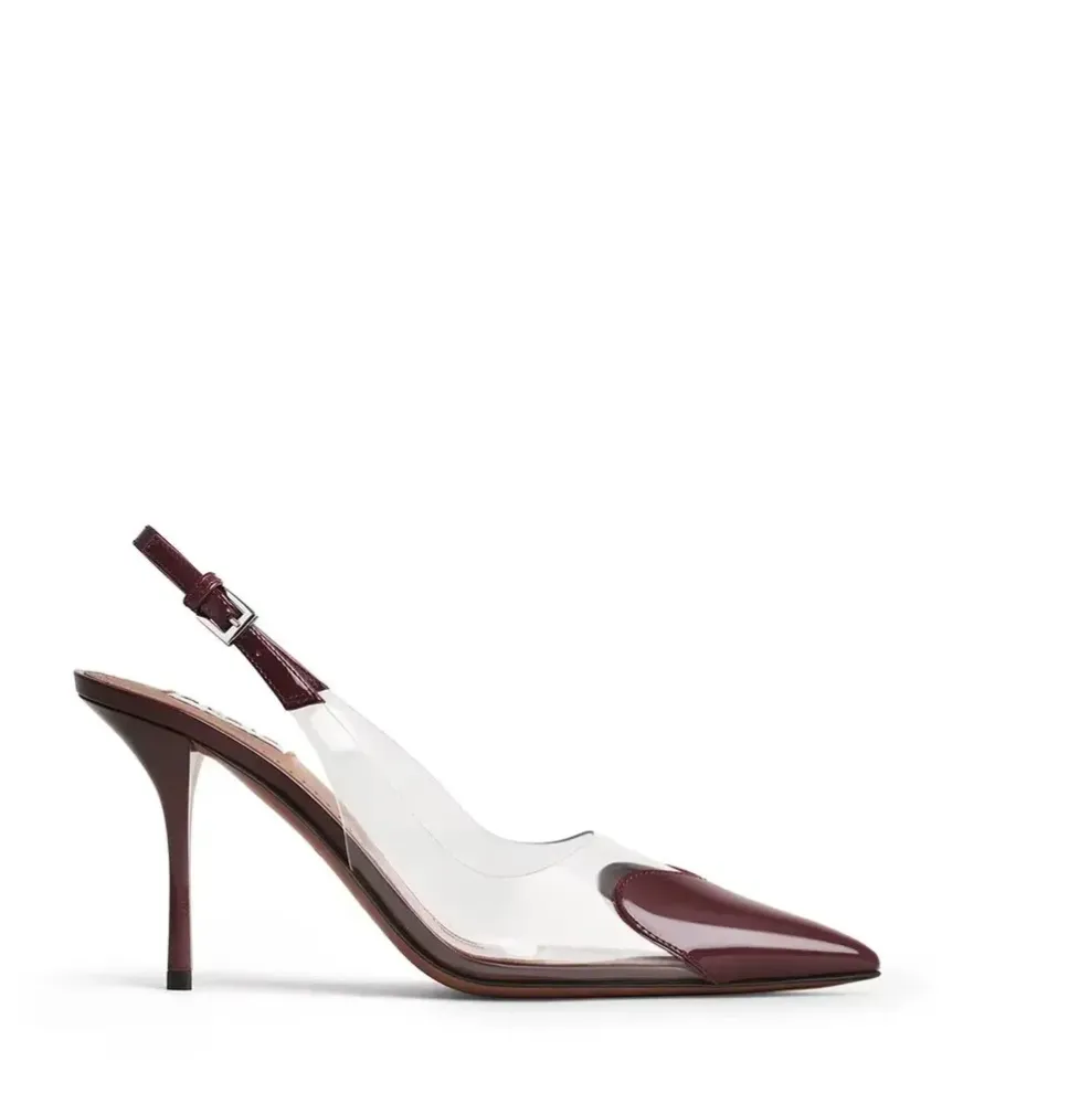 Alaïa Clear PVC Heart Toe Slingback Stiletto High Heels – Zapatos de Tacón Alto Transparentes con Punta en Forma de Corazón y Co