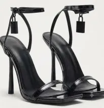 Padlock Charm Ankle Strap Stiletto High Heels – Sandalias de