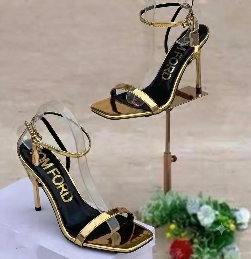 Padlock Charm Ankle Strap Stiletto High Heels – Sandalias de Tacón Alto con Tira al Tobillo y Dije de Candado Colgante para Muje
