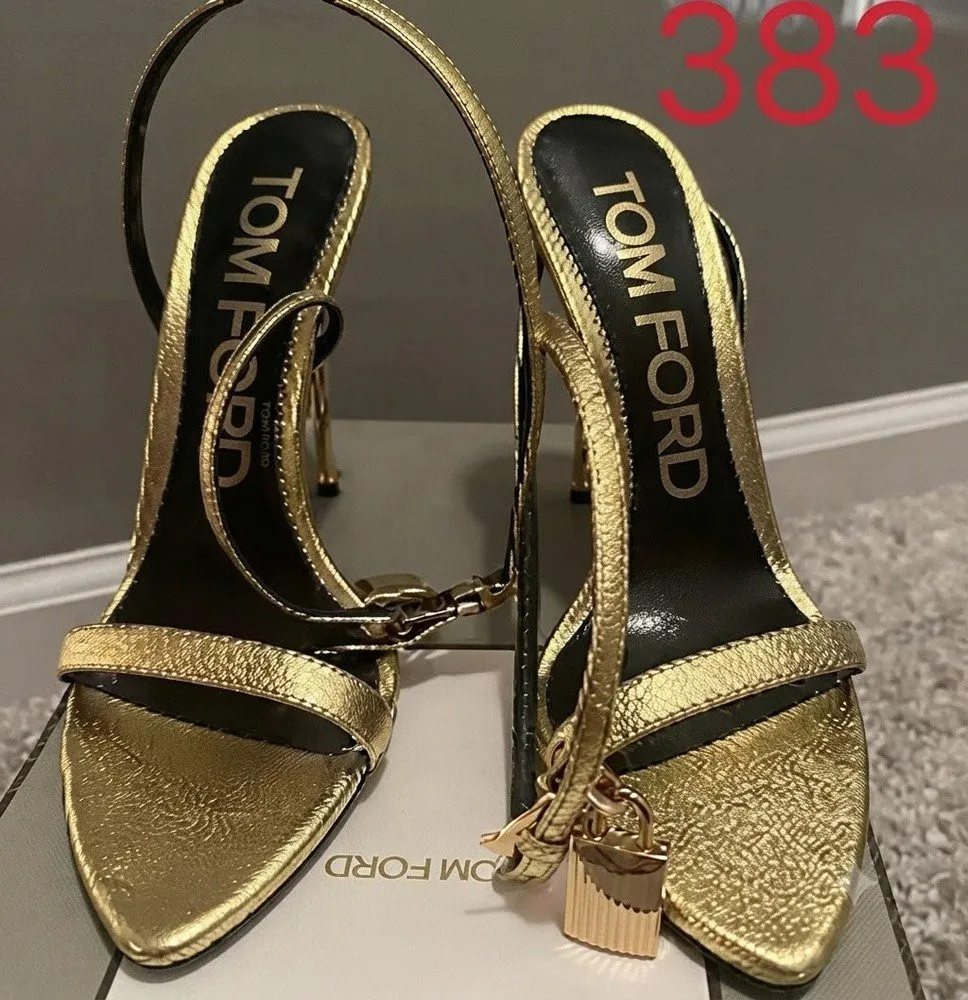 Padlock Charm Cross-Strap Stiletto High Heels – Sandalias de Tacón Alto con Tiras Cruzadas y Dije de Candado para Mujer