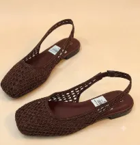 Zapatos Planos Destalonados de Malla Tejida con Puntera