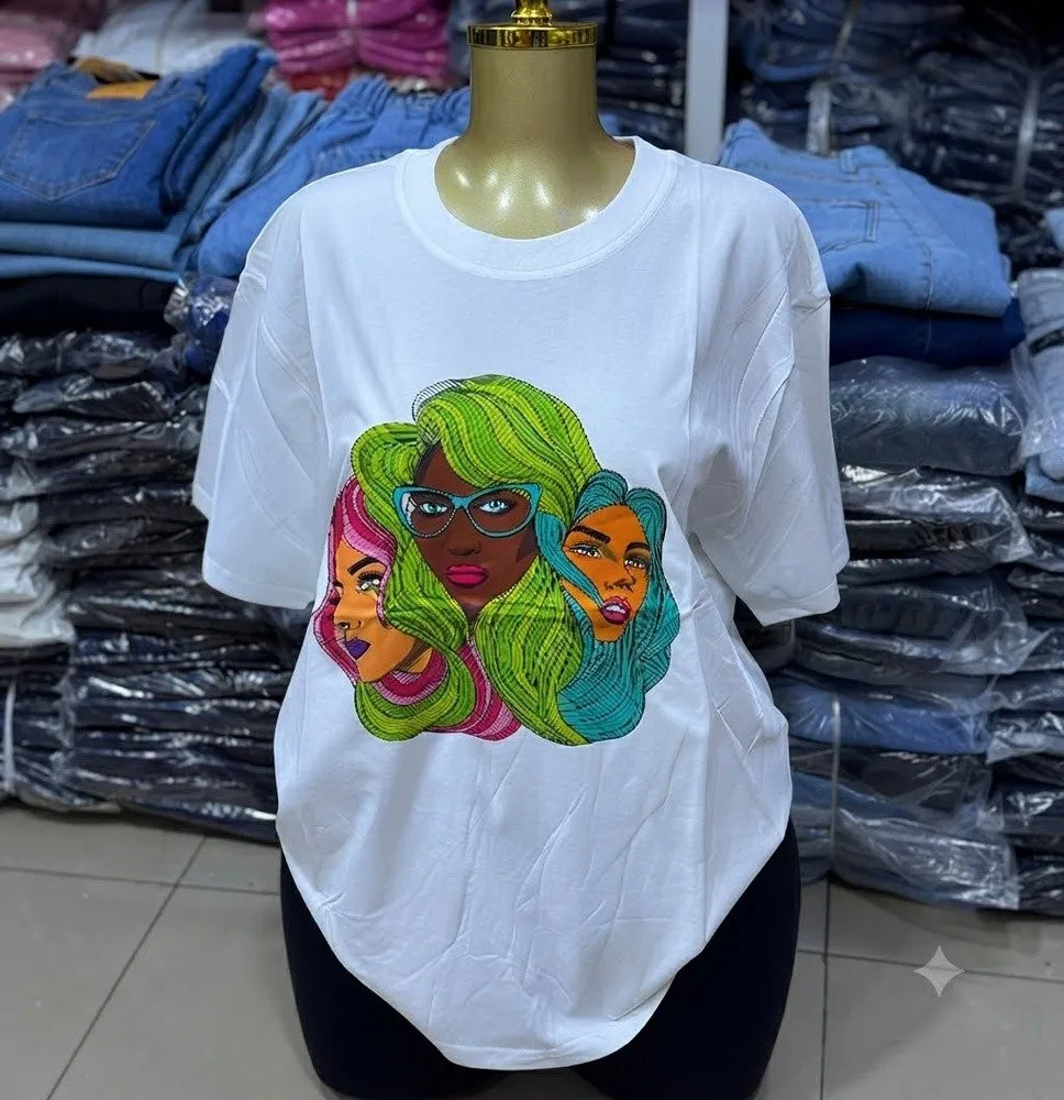 Camiseta Casual de Manga Corta con Estampado Gráfico de Chicas