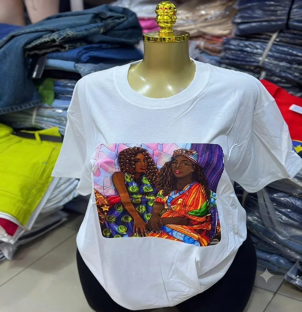 Camiseta Casual de Manga Corta con Estampado Gráfico de Chicas