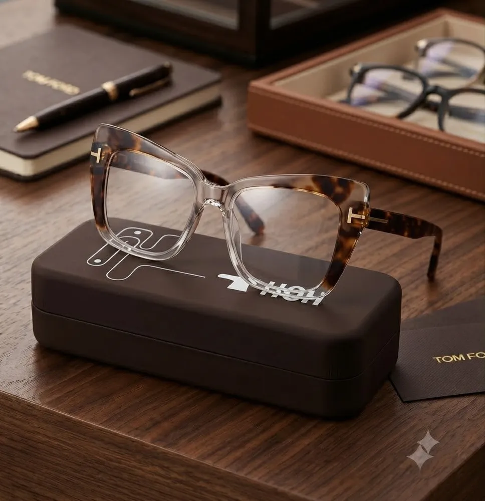 Gafas Estilo Ojo de Gato Translúcidas con Estampado Carey y Detalles Dorados en las Bisagras